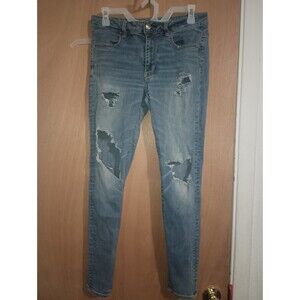 American Eagle Outfitters Teen Distressed Super Stretch Hi-Rise Jegging - Size 8